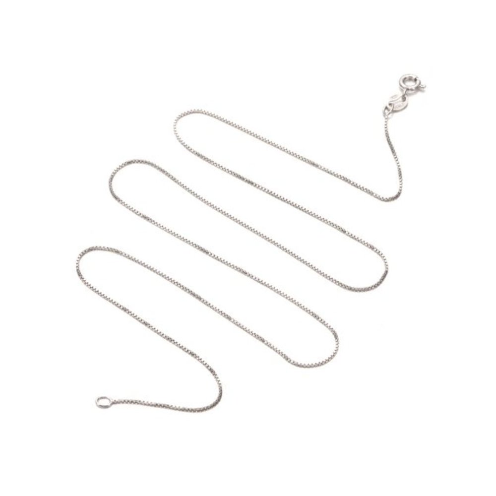 Solid Sterling Silver .7mm Thin Box Chain Necklace Made in Italy 12" inch